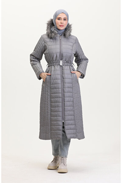 sefamerve Hooded quilted coat 0813-07 gray