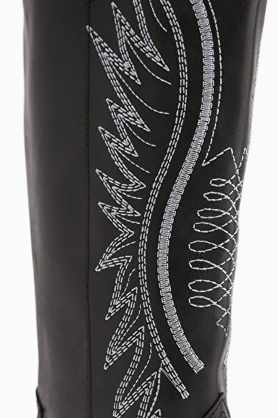 Limoya Hero Μαύρες Κεντημένες Γυναικείες Μπότες Cowboy