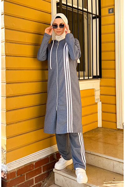 sefamerve με κουκούλα Σετ αθλητικής φόρμας 3077-06 Ανοιχτό μπλε ναυτικό