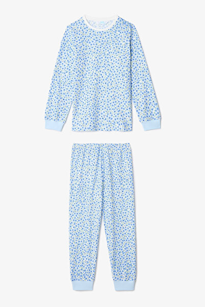 Penti Zweiteiliges Pyjama-Set aus Baumwolle mit langen Ärmeln und knusprigem Blumenmuster für Mädchen in Off-White