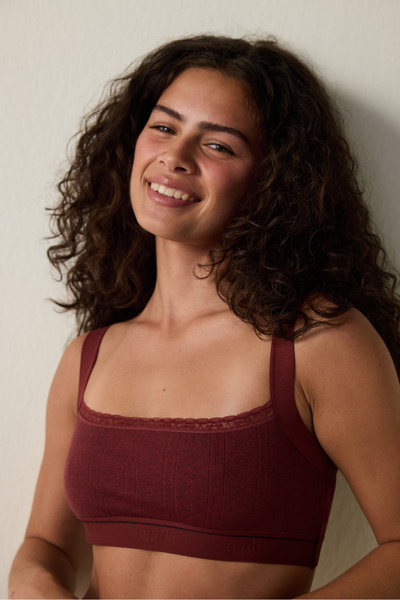 Penti Burgundy Melange Adjustable Strap Crop Top