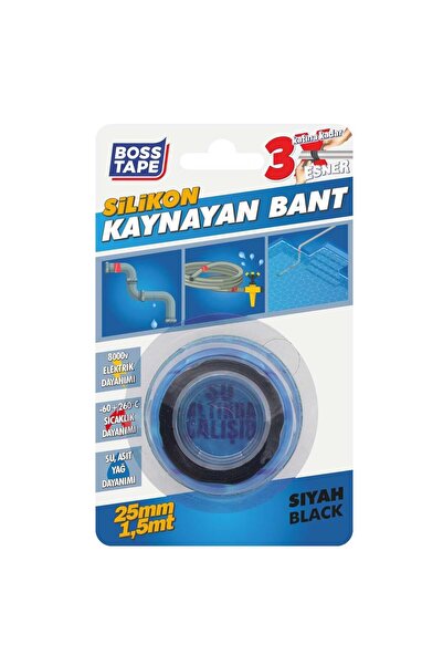 Boss Tape Silikon Kaynayan Tamir Bandı En:25mm Boy:1,5mt Siyah