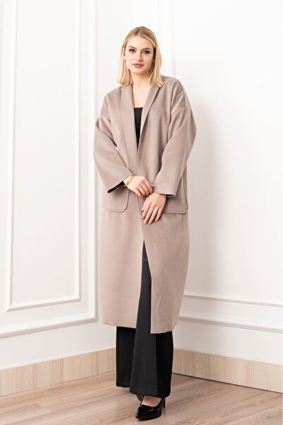 MissVina معطف كارديجان طويل غير مبطن بدون حزام من اللباد 2541