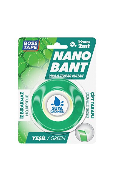 Boss Tape Nano Bant Yeşil Çift Taraflı En:19mm Boy: 2mt