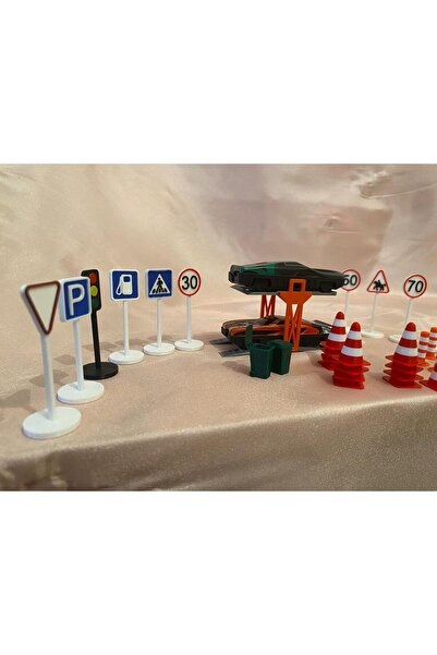 Eta3d Mini Trafik Eğitim ve Araç Seti Liftli Oyun Seti Trafik Levhalı Sürpriz...