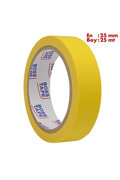 Boss Tape Sarı Maskeleme Bandı Kağıt Bant En:25mm Boy:25mt