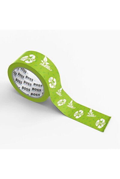 Boss Tape Recycle Geri Dönüştürülebilir Uyarılı Baskılı Koli Bandı En:50mm Boy:66mt