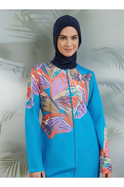 Mayo Bella Μαγιό με σχέδιο πεταλούδας πλήρως καλυμμένο - Μπλε -