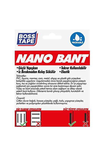 Boss Tape Nano Bant 3 Metre Çok Güçlü Çift Taraflı Şeffaf Yıkanabilir En:19mm
