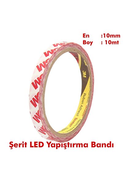 Genel Markalar Led Şerit Yapıştırma Bandı Markalı En:10mm Boy:10mt
