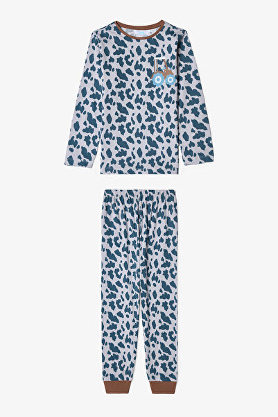 Penti Boy's Cow Print Long Sleeve Cotton 2-Piece Pajama Set