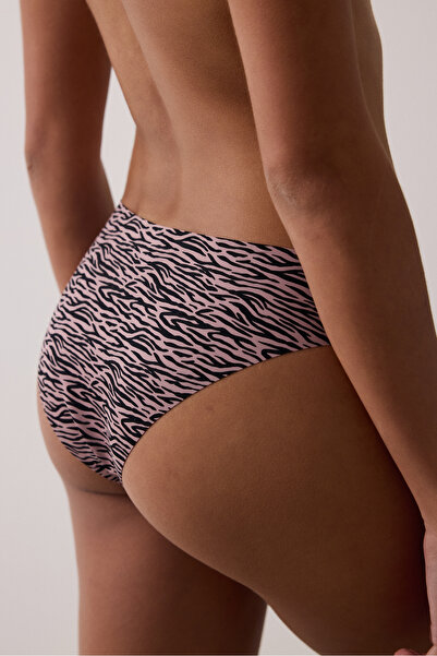 Penti Gül Kurusu Zebra Desenli Düşük Bel İz Yapmayan Lazer Kesim Külot