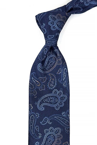 Kravatkolik Navy Blue Paisley Pattern Classic Tie with Handkerchief Kk13129