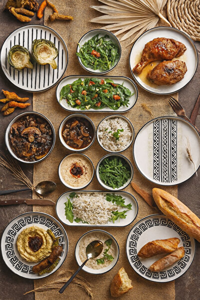 Kitchen Life 14 Pieces Stackable Sio Savior Breakfast Set for 6 Persons Luxury Breakfast Presentation Set Plate