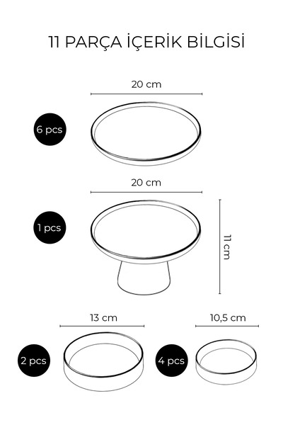 Kitchen Life Handmade 11 Parça Ribbon Ayaklı Sunum Standlı Kahvaltı Takımı - Kurdelalı Kahvaltı Takımı