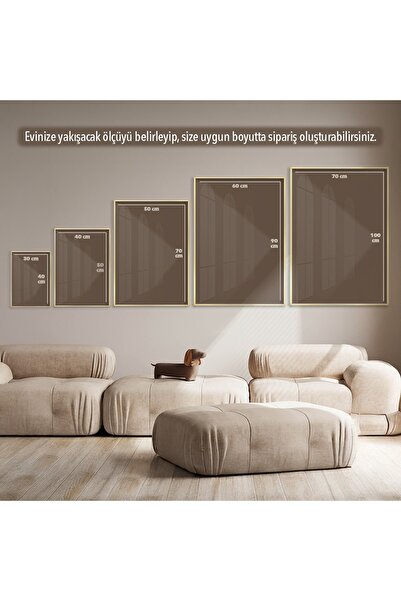 KOLAJTASARIM Modern Flora - Sofistike Üçlü Metal Çerçeveli Tablo Seti