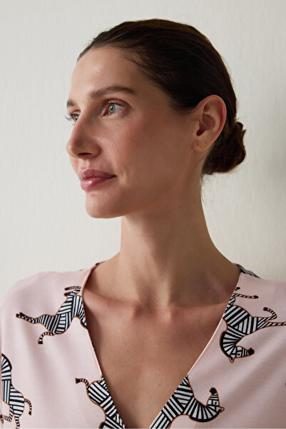 Penti Aging Light Pink Collagen Effect Shirt Collar Pajama Set