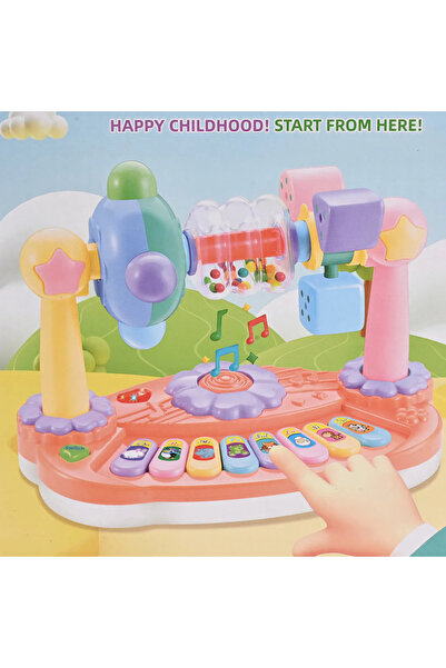 LRS STORE Işıklı Müzikli Bebek Piyanosu Eğitici Oyuncak, Sesli Döner Geometri...