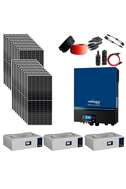 Genel Markalar Güneş Enerjisi Solar Paketi 11kva İnverter 550 watt Güneş Paneli 48V 100 Amper Lityum Akü