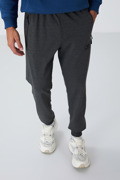 TOMMY LIFE MEn's JoggEr SwEatpants - AnthracitE MElangE, ZippEr PockEt, Standard Fit - 84651
