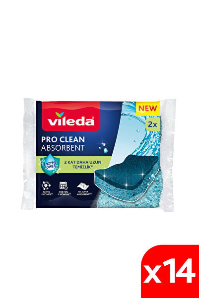 Vileda 14 Paket 2'li Pro Clean Viskoz Selüloz Bulaşık Süngeri