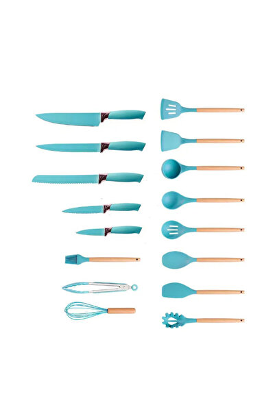 OEM 19-piece kitchen utensil set with chopper and storage stand included GREEN-TURQUOISE