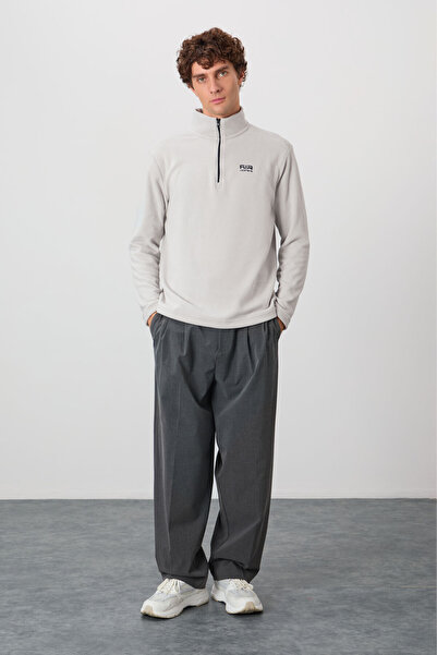 AIR JONES Ανδρικό φούτερ από φλις γιακά River Stone - 88310