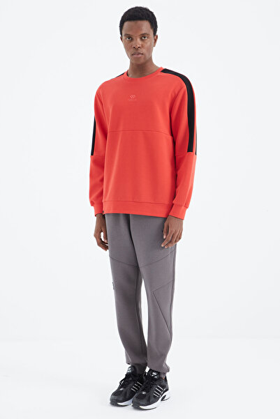 TOMMY LIFE Dark Gray Lace-up Stripe Detailed Comfortable Fit Men's Tracksuit Bottom - 82100