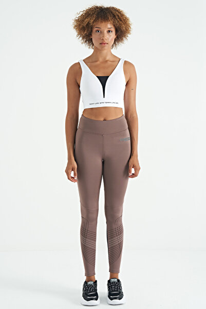 TOMMY LIFE White Text Printed Color Blocked Slim Fit Diving Fabric Women's Bustier - 97271