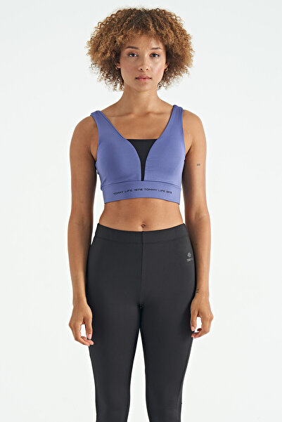 TOMMY LIFE Bustieră de damă din stofă de scufundări slim fit cu imprimeu text...