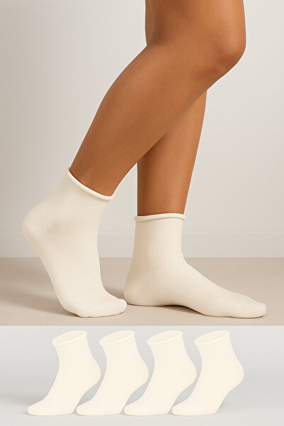KaeLaurean Дамски чифт от 4 памучни еластични безшевни къси чорапи до глезена, без следи и стискащи