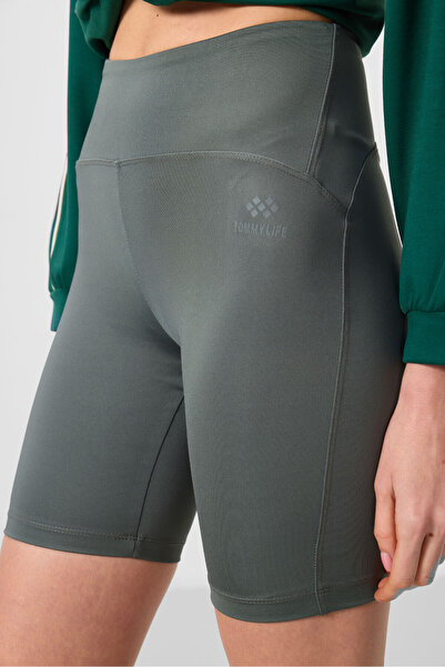 TOMMY LIFE Aged High Waist Restorer Short Biker Women's Leggings - 91007