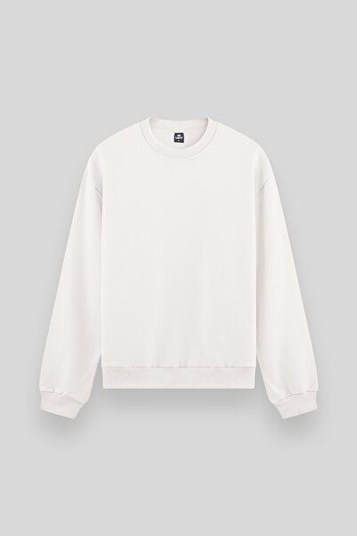 TOMMY LIFE Ekru Basic O Yaka Rahat Form Erkek Sweatshirt - 88053