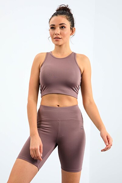 TOMMY LIFE Γυναικείο σετ κολάν σε ροζ χρώμα, ψηλόμεσο, στενή γραμμή, crop bik...