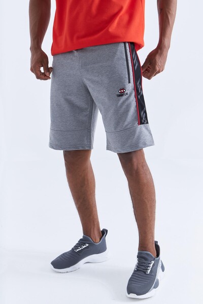 TOMMY LIFE Men's Gray Melange Side Striped Shorts - 81148