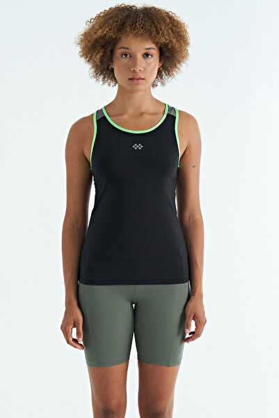 TOMMY LIFE Black Back Detailed Printed Standard Mold Women's Undershirt - 97269