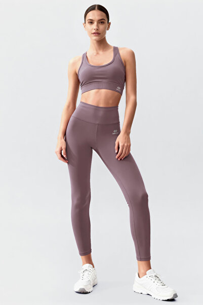 TOMMY LIFE Dried Rose High Waist Recovery Cross Back Detailed Slim Fit Women's Tights Set - 95283