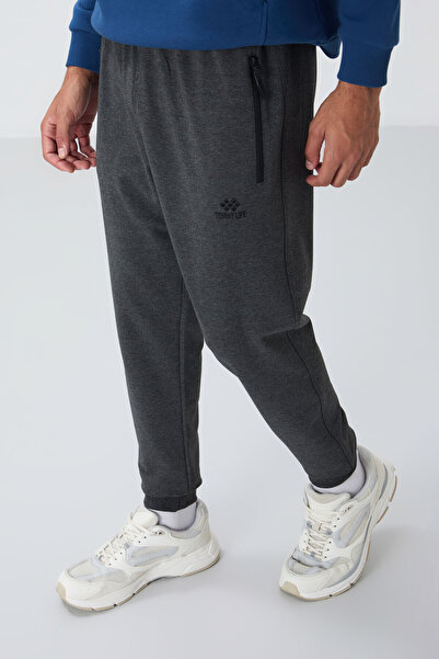 TOMMY LIFE MEn's JoggEr SwEatpants - AnthracitE MElangE, ZippEr PockEt, Standard Fit - 84651