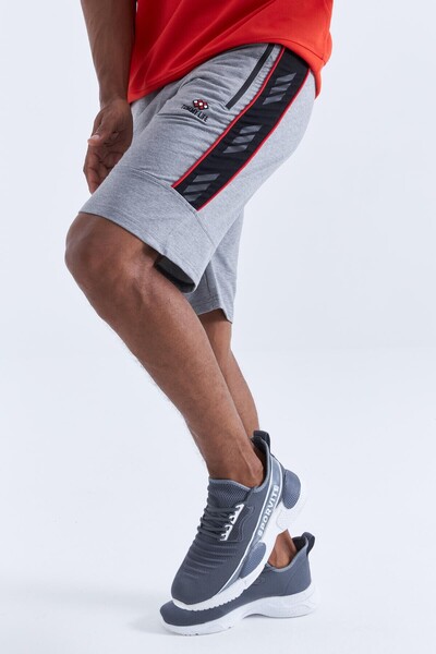 TOMMY LIFE Men's Gray Melange Side Striped Shorts - 81148