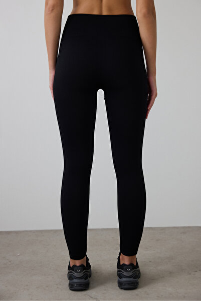 Penti Black Stitch-Free (Seamless) Corded Fabric Warm Thermal Effect High Waist Leggings