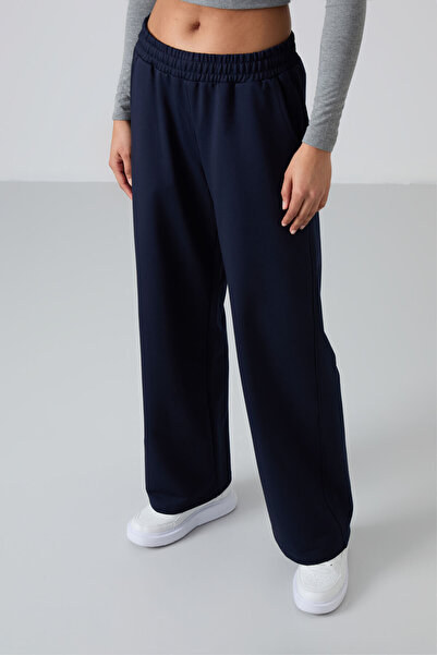 TOMMY LIFE Indigo ψηλόμεση τσέπη Άνετη φόρμα με φαρδύ πόδι γυναικεία φούτερ κάτω - 94567