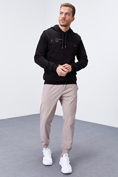 TOMMY LIFE Ανδρικό φούτερ με κουκούλα Black Kangaroo Pocket Standard - 87883