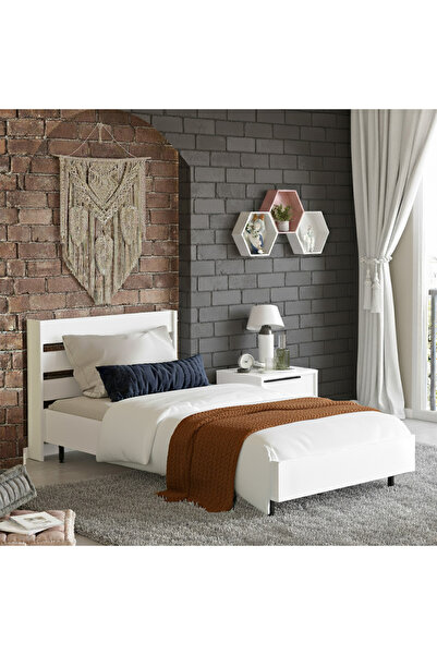 Yurupa Bohem Tek Kişilik Karyola Metal Ayaklı 100*200 Cm Beyaz BOH13-W