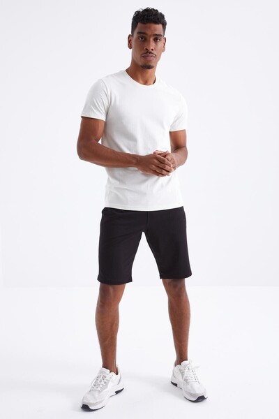 TOMMY LIFE Black Lace-Up Standard Fit Basic Men's Shorts - 81212