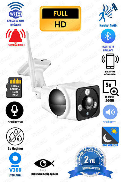 Venas 3mp full HD Kablosuz Wifi iç ve Dış mekan Balık gözü sd karta kayıt yapan Güvenlik Kamerası