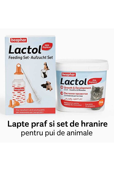 Vetapro 🍼 1️⃣ Set complet – Beaphar Lactol Lapte praf 250g + Set hranire