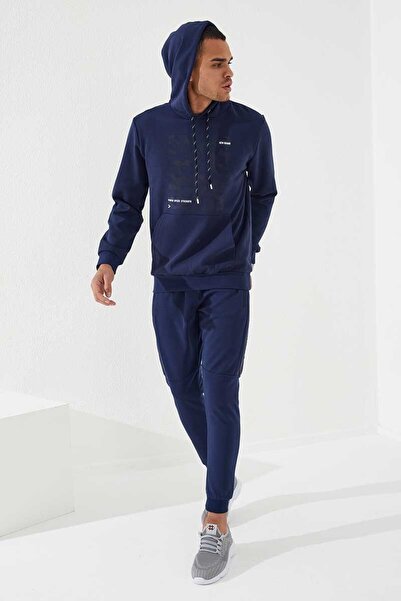 TOMMY LIFE Чоловічий світшот з капюшоном з камуфляжним візерунком Indigo - 87884