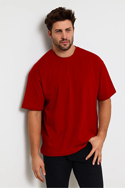 COMBİNE MİCHAİL Thick Fabric Oversize Men's T-shirt - Crew Neck