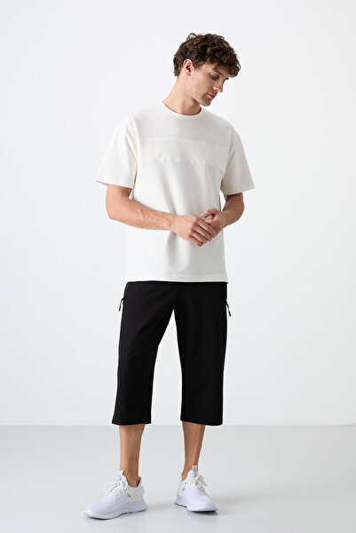 TOMMY LIFE Siyah Fermuar Cepli Standart Kalıp Klasik Paça Erkek Kapri - 83091