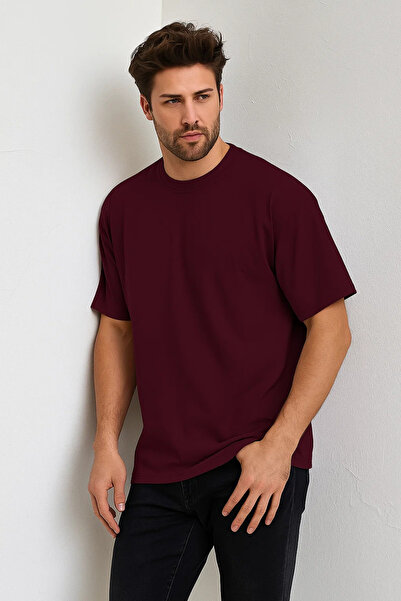 COMBİNE MİCHAİL Thick Fabric Oversize Men's T-shirt - Crew Neck